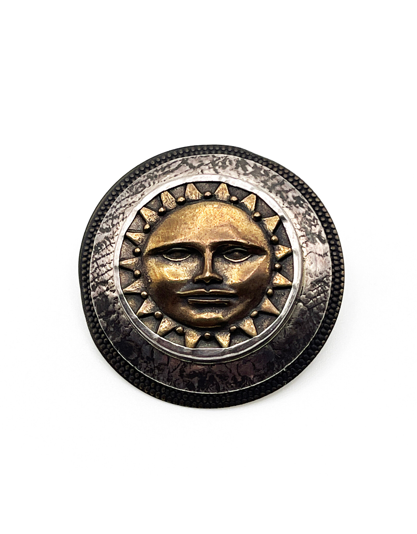Tabra Mixed Metal Sun Face Brooch
