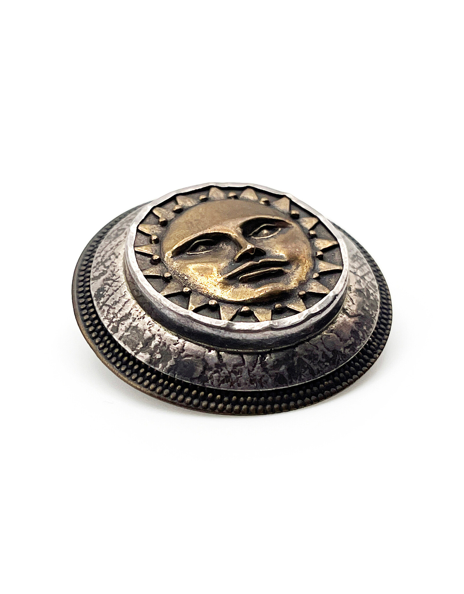 Tabra Mixed Metal Sun Face Brooch