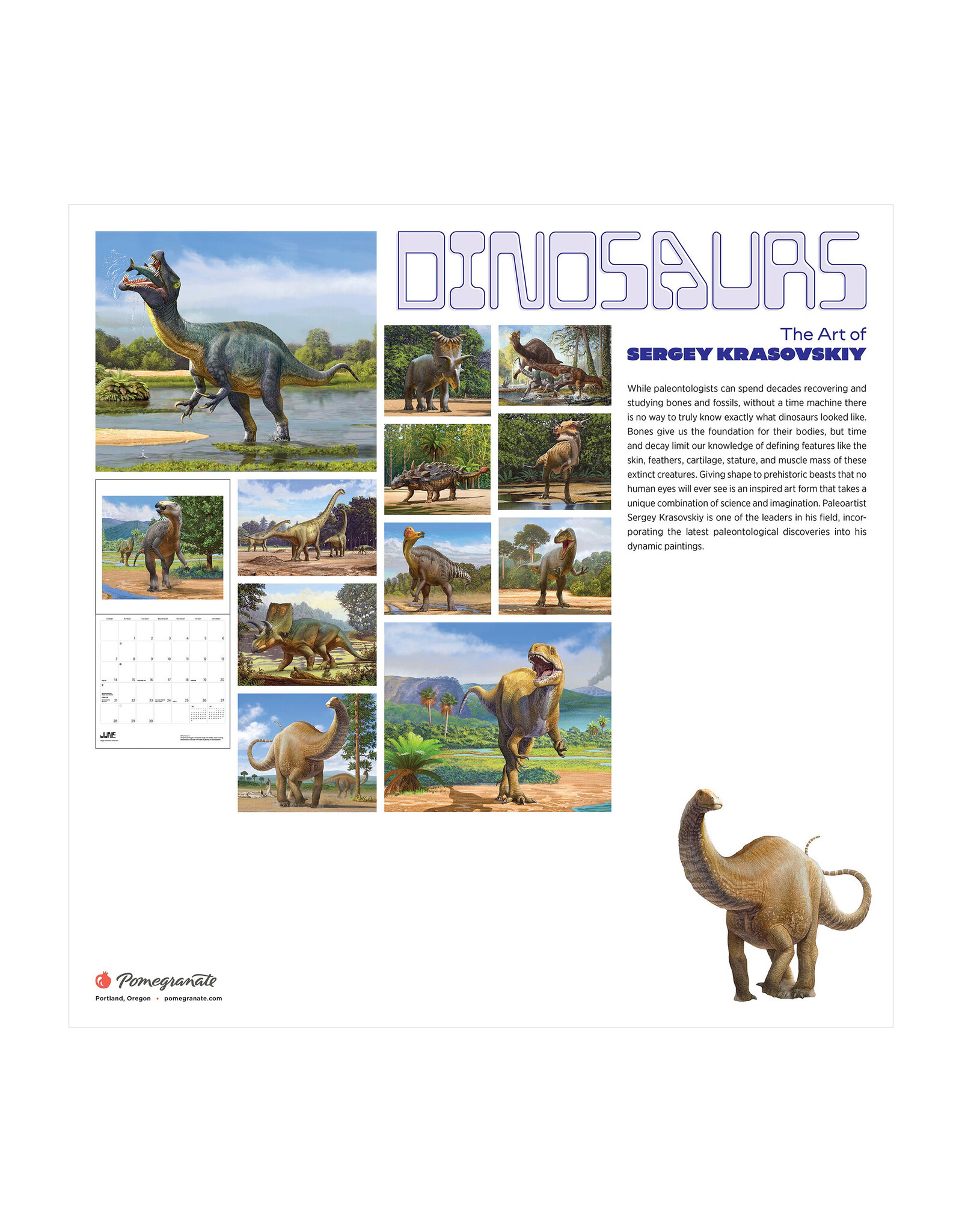 Pomegranate Dinosaurs: The Art of Sergey Krasovskiy 2026 Wall Calendar