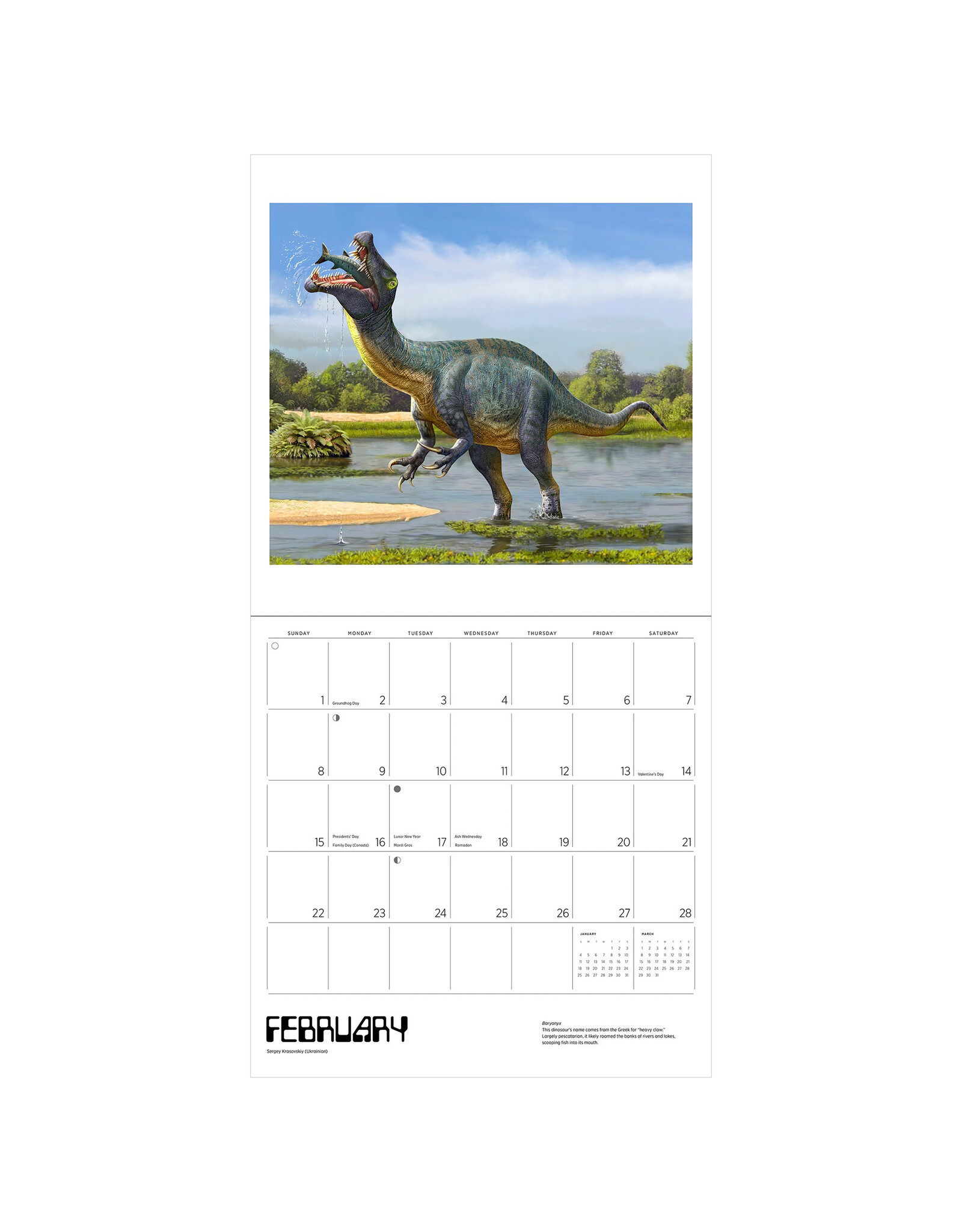 Pomegranate Dinosaurs: The Art of Sergey Krasovskiy 2026 Wall Calendar