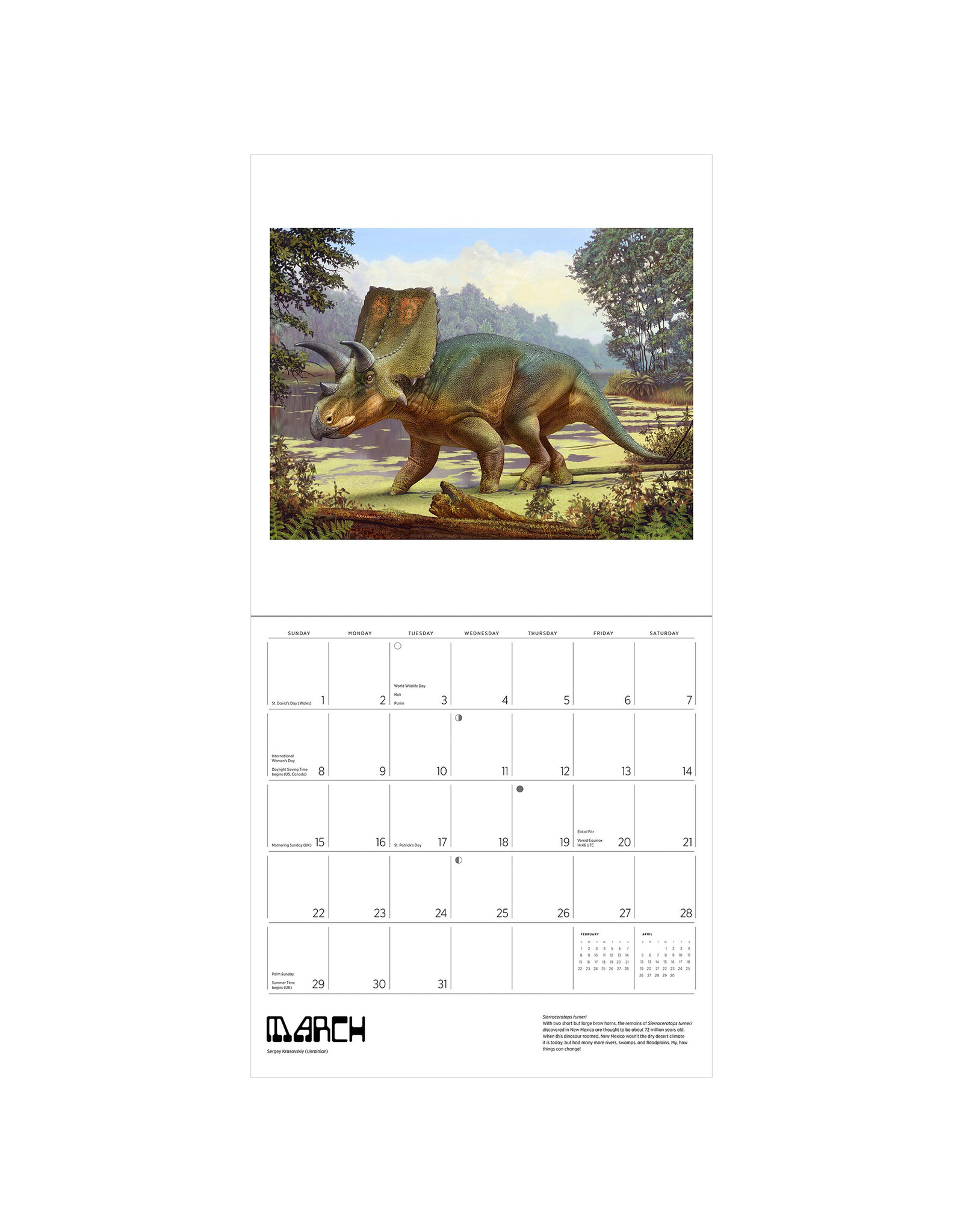 Pomegranate Dinosaurs: The Art of Sergey Krasovskiy 2026 Wall Calendar