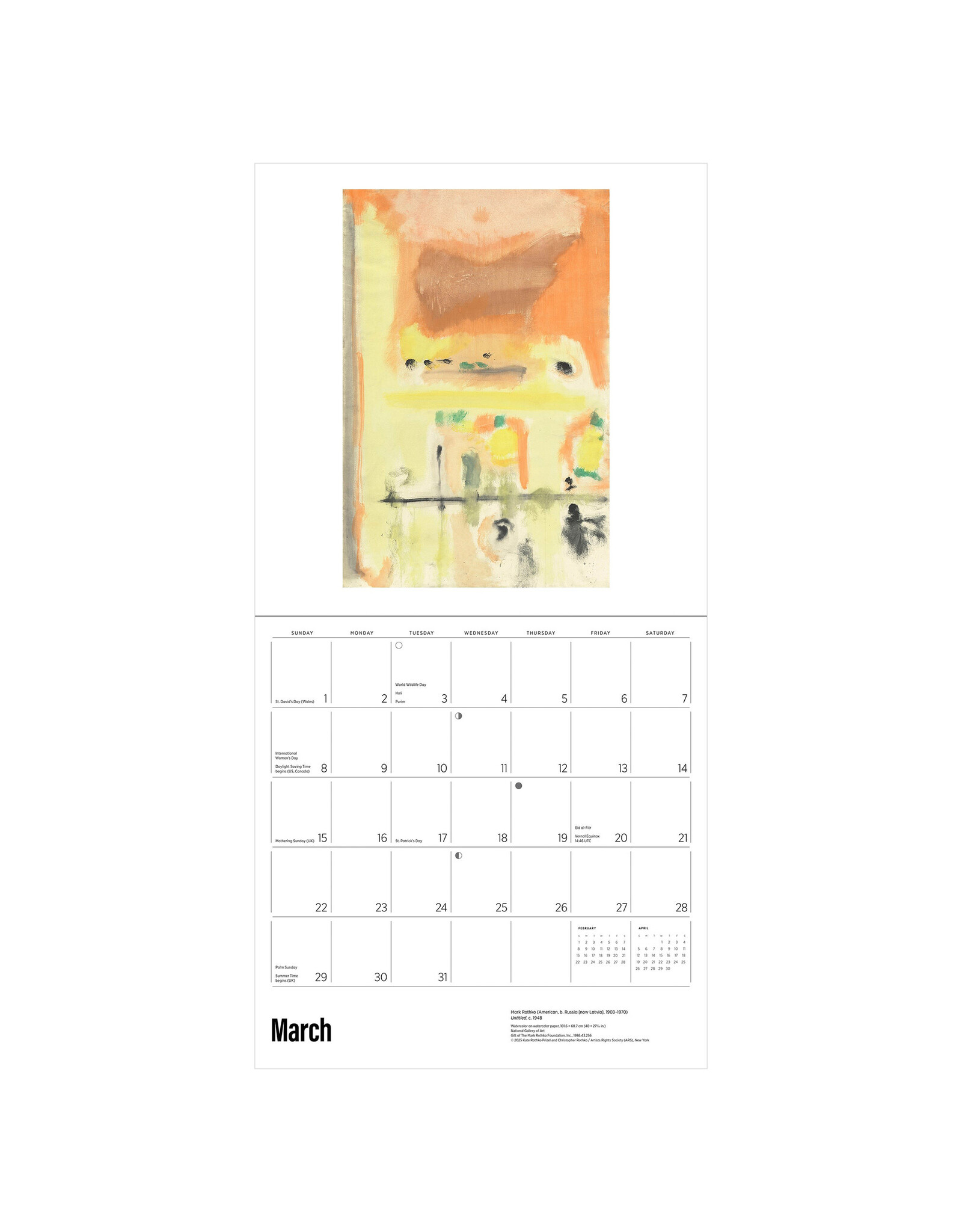 Pomegranate Rothko 2026 Wall Calendar