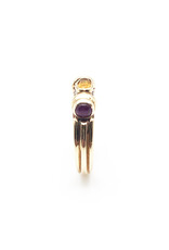 14K Gold Ring with 1 Citrine 2 Rubies and 6 Diamond Chips