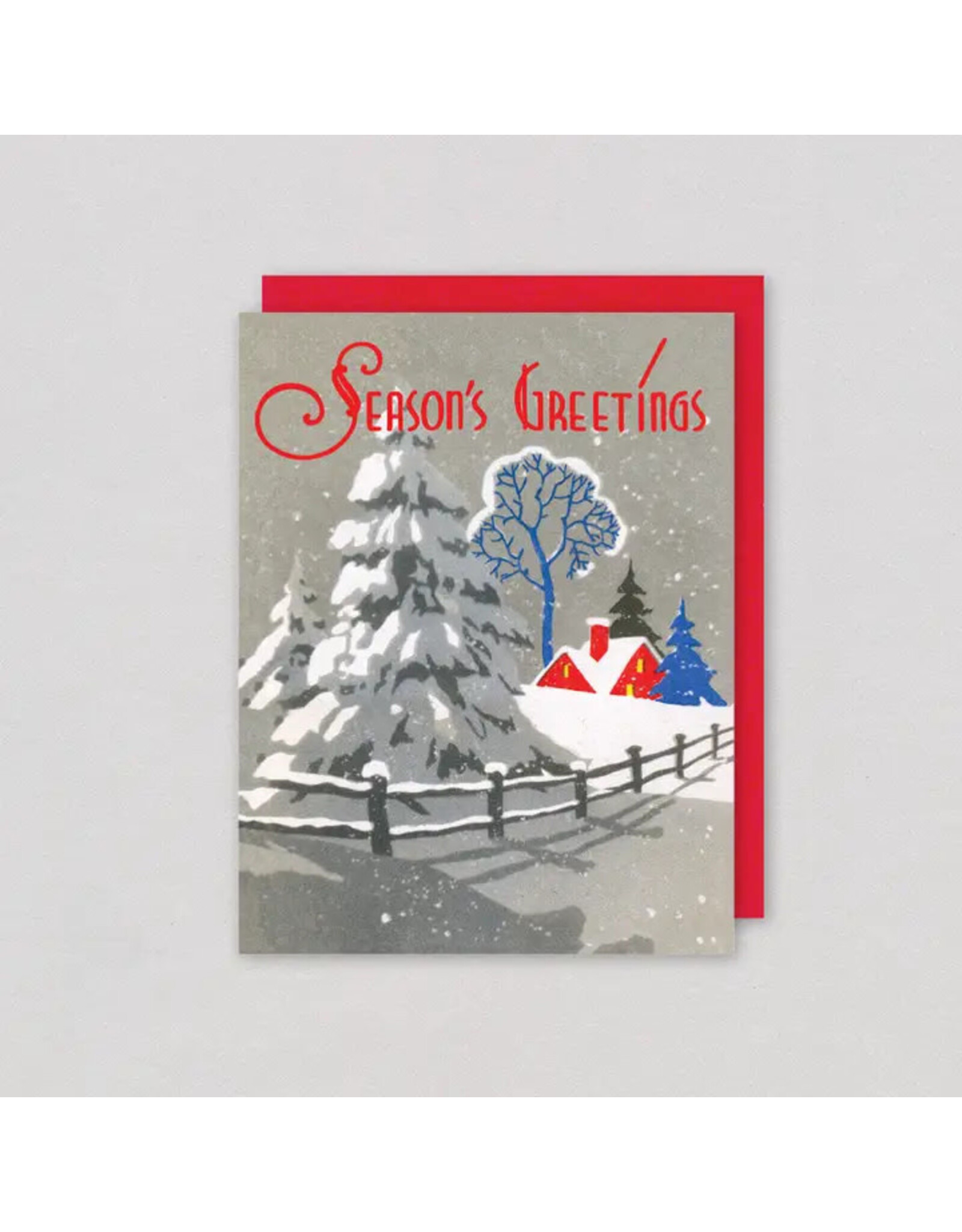 Laughing Elephant Red House & Blue Trees Boxed Christmas Cards
