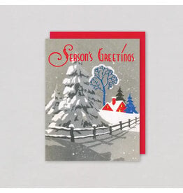 Laughing Elephant Red House & Blue Trees Boxed Christmas Cards