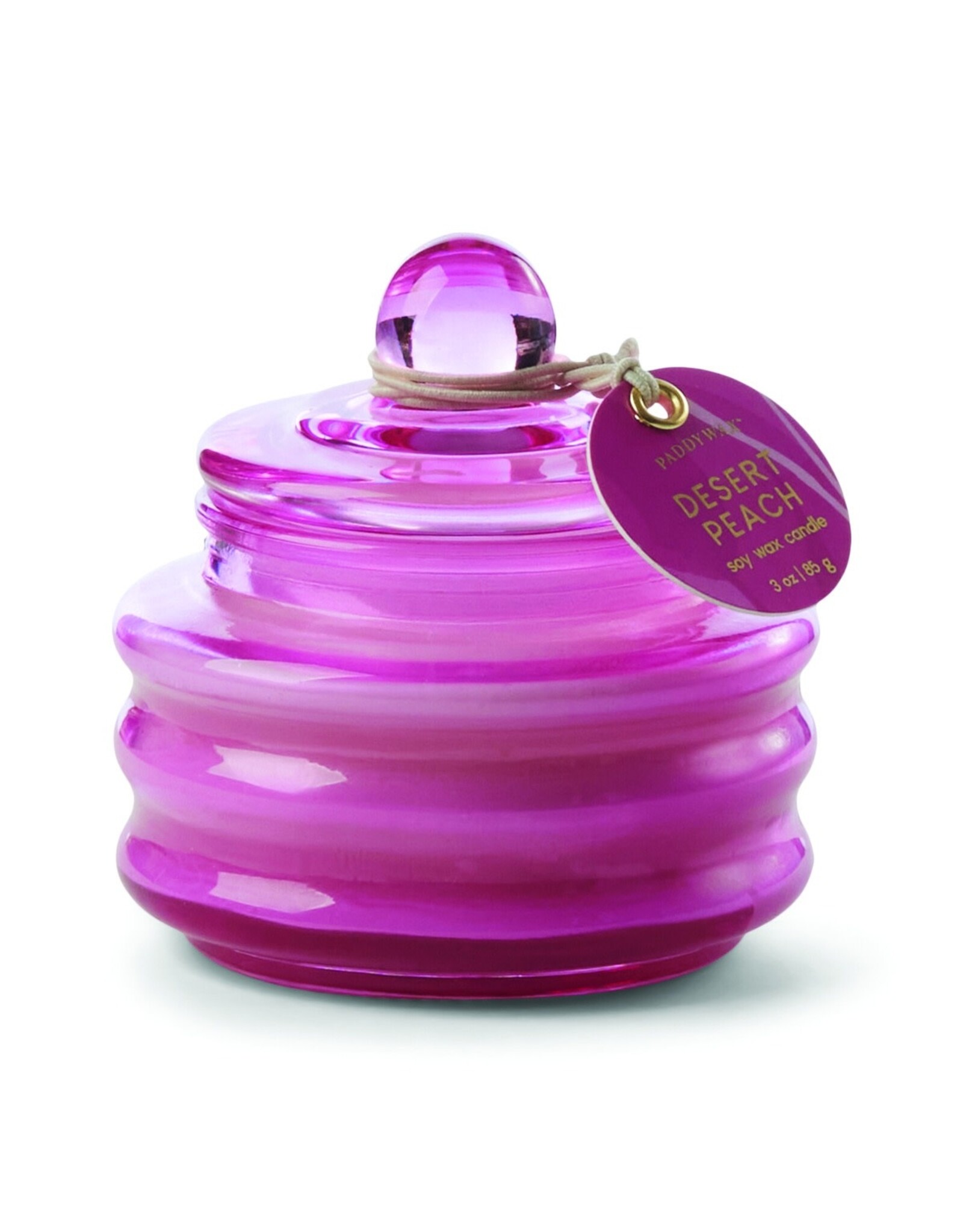 Paddywax Desert Peach Beam 3oz Fuchsia Glass Candle