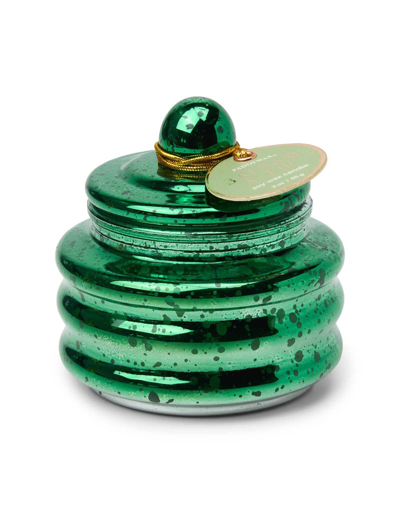 Paddywax Balsam & Fir 3oz Beam Candle Green Mercury Glass with Lid