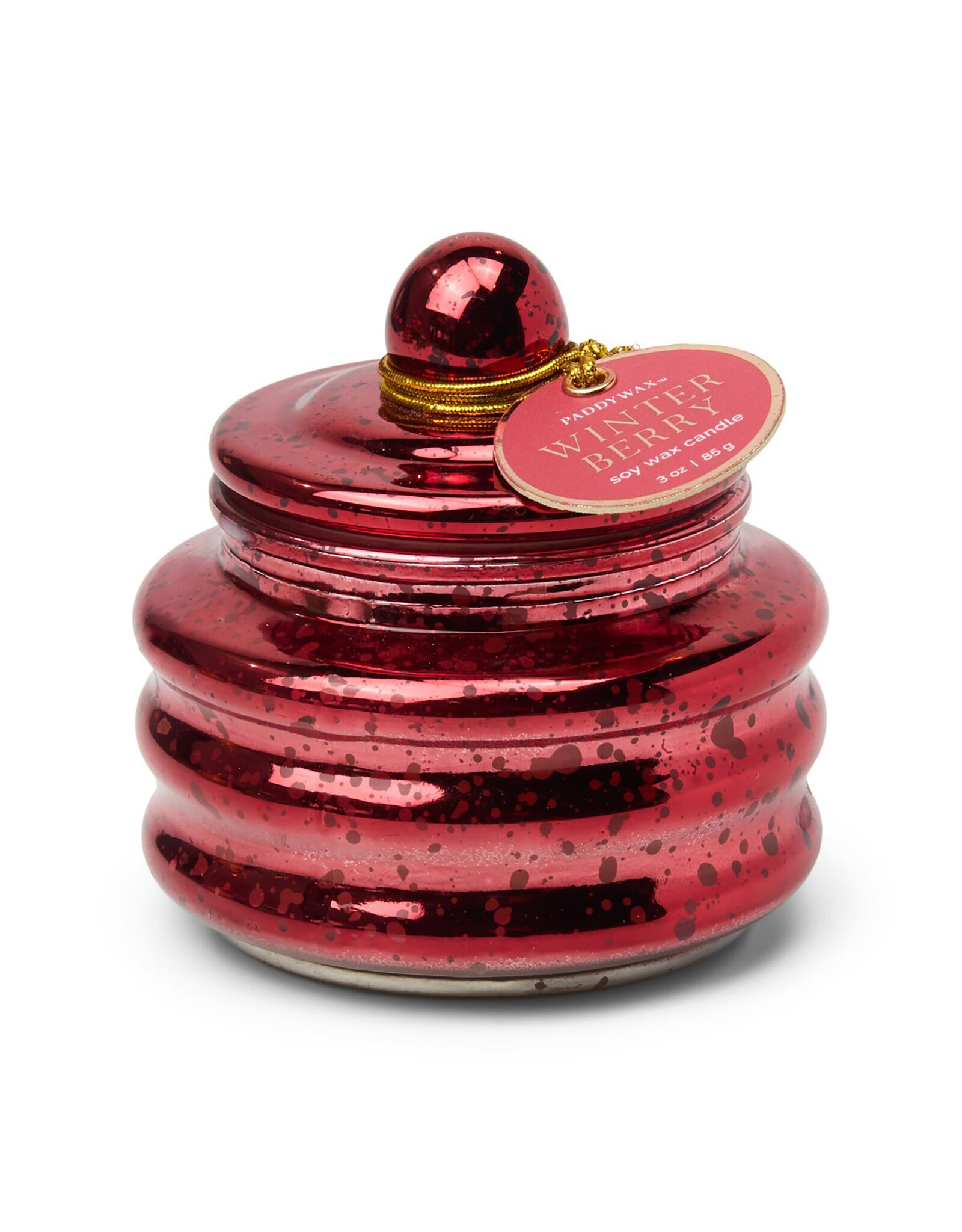 Paddywax Winter Berry 3oz Beam Candle Red Mercury Glass with Lid