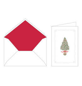 Rossi Christmas Winterberry Tree and Bow Classica Italiana Box of 10 Holiday Cards with Lined Envelopes