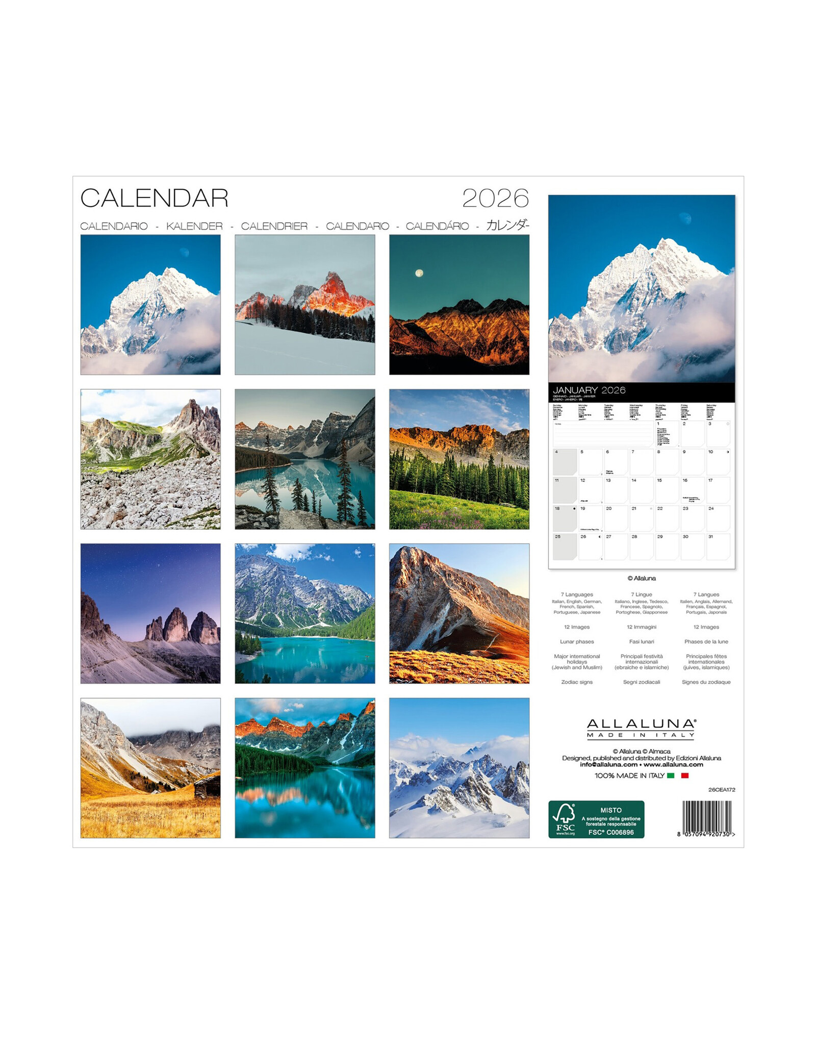 Allaluna Mountains 2026 12x12 Wall Calendar