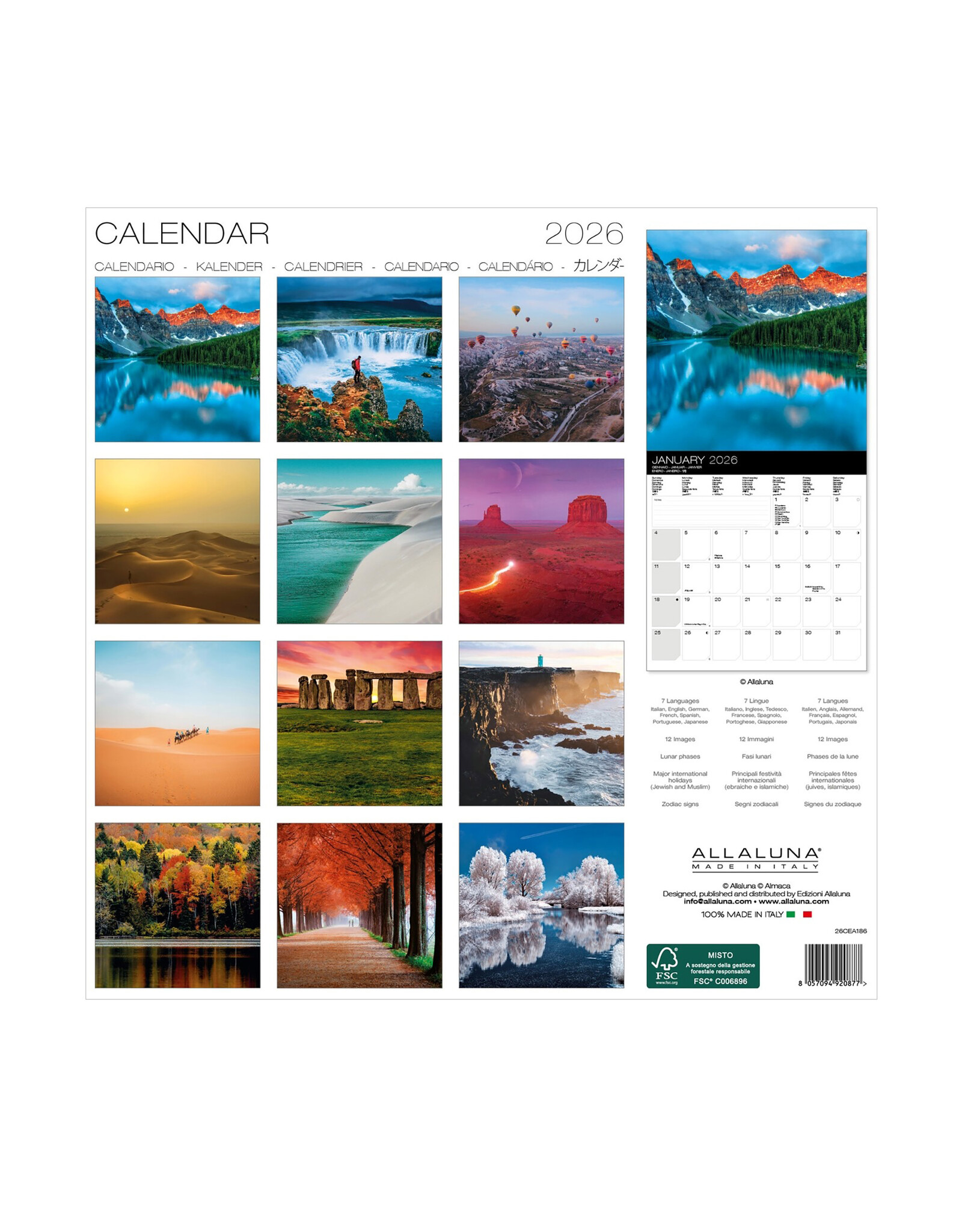 Allaluna Magic Landscapes 2026 12x12 Wall Calendar