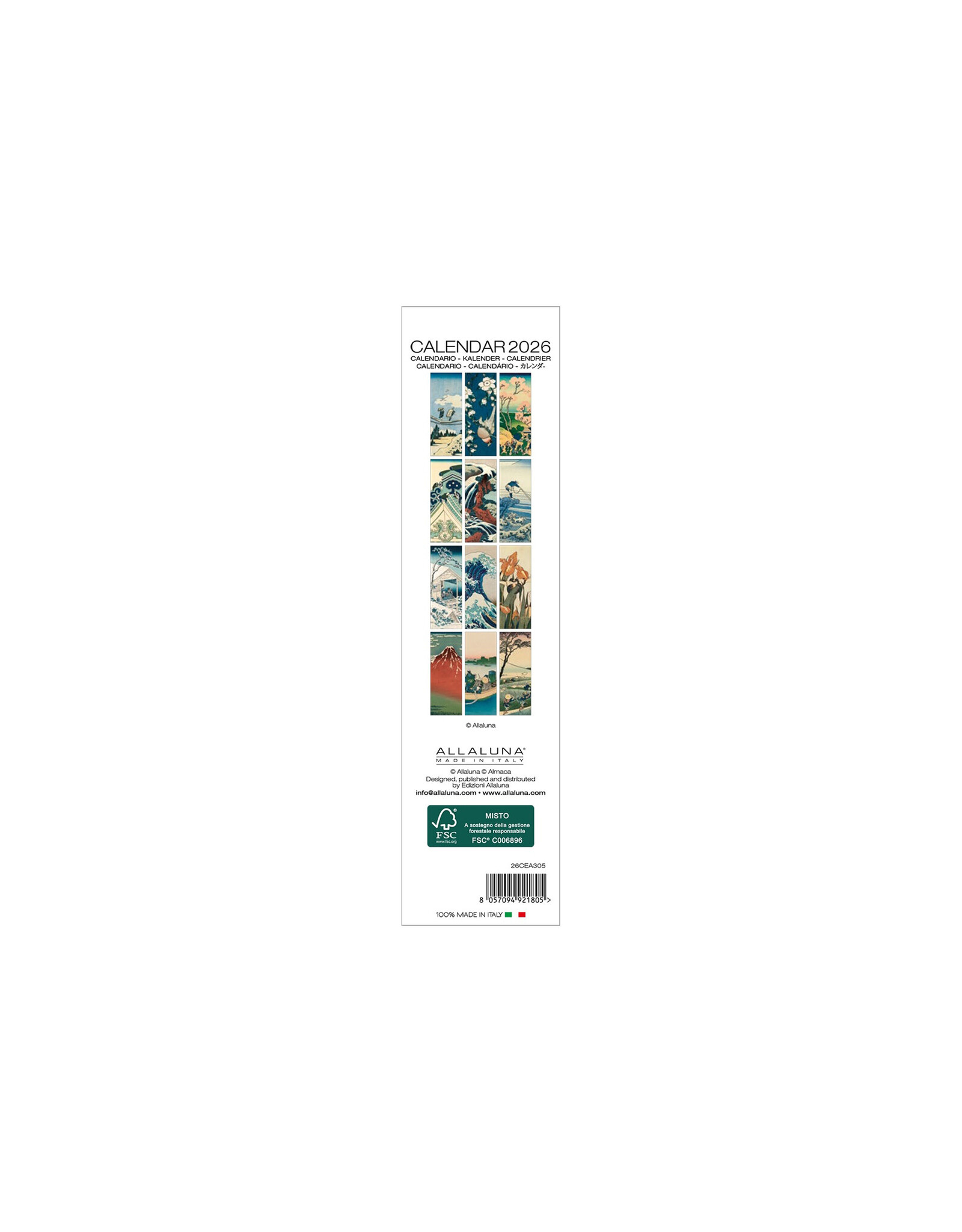 Allaluna Hokusai 2026 Bookmark Calendar