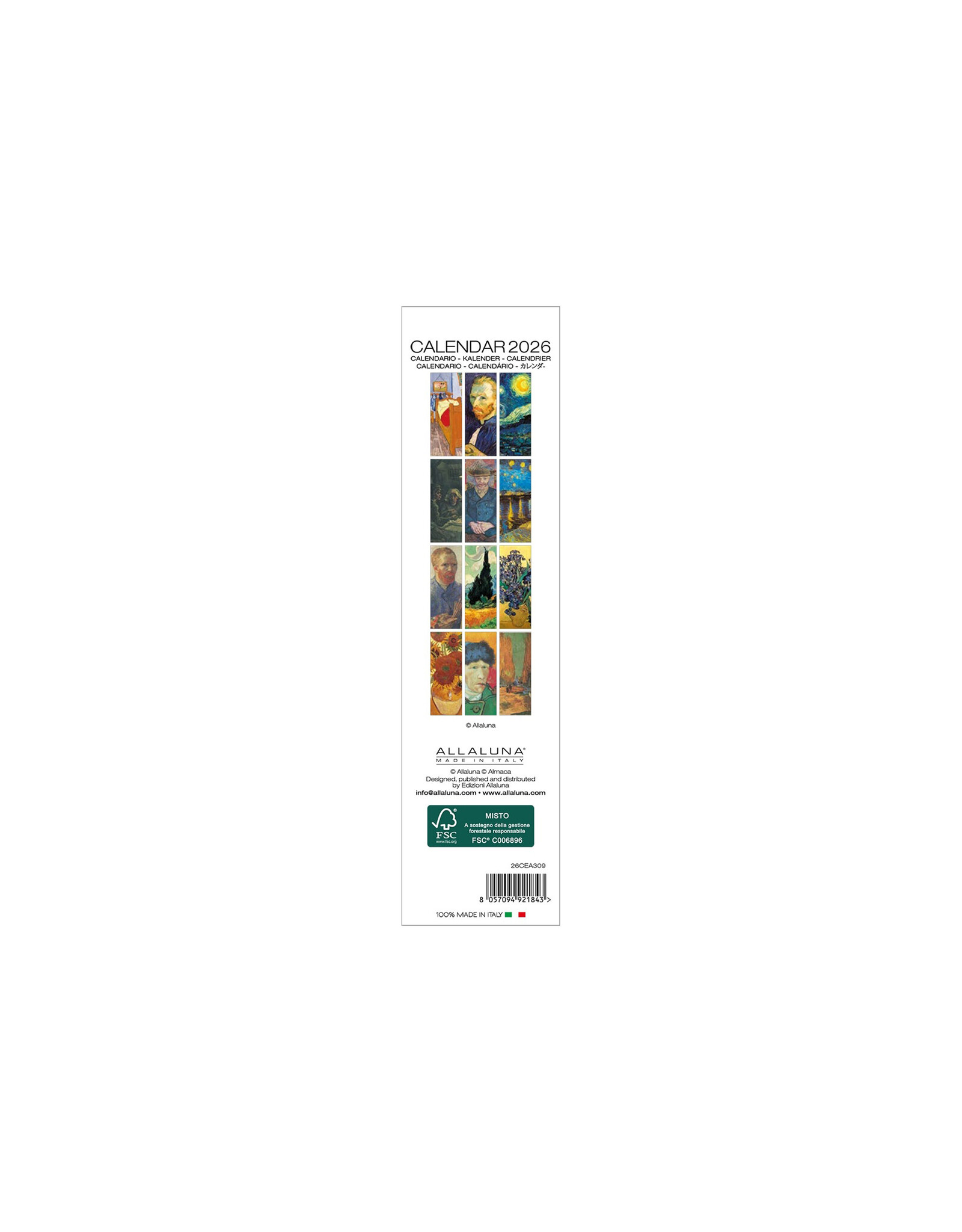 Allaluna Van Gogh 2026 Bookmark Calendar