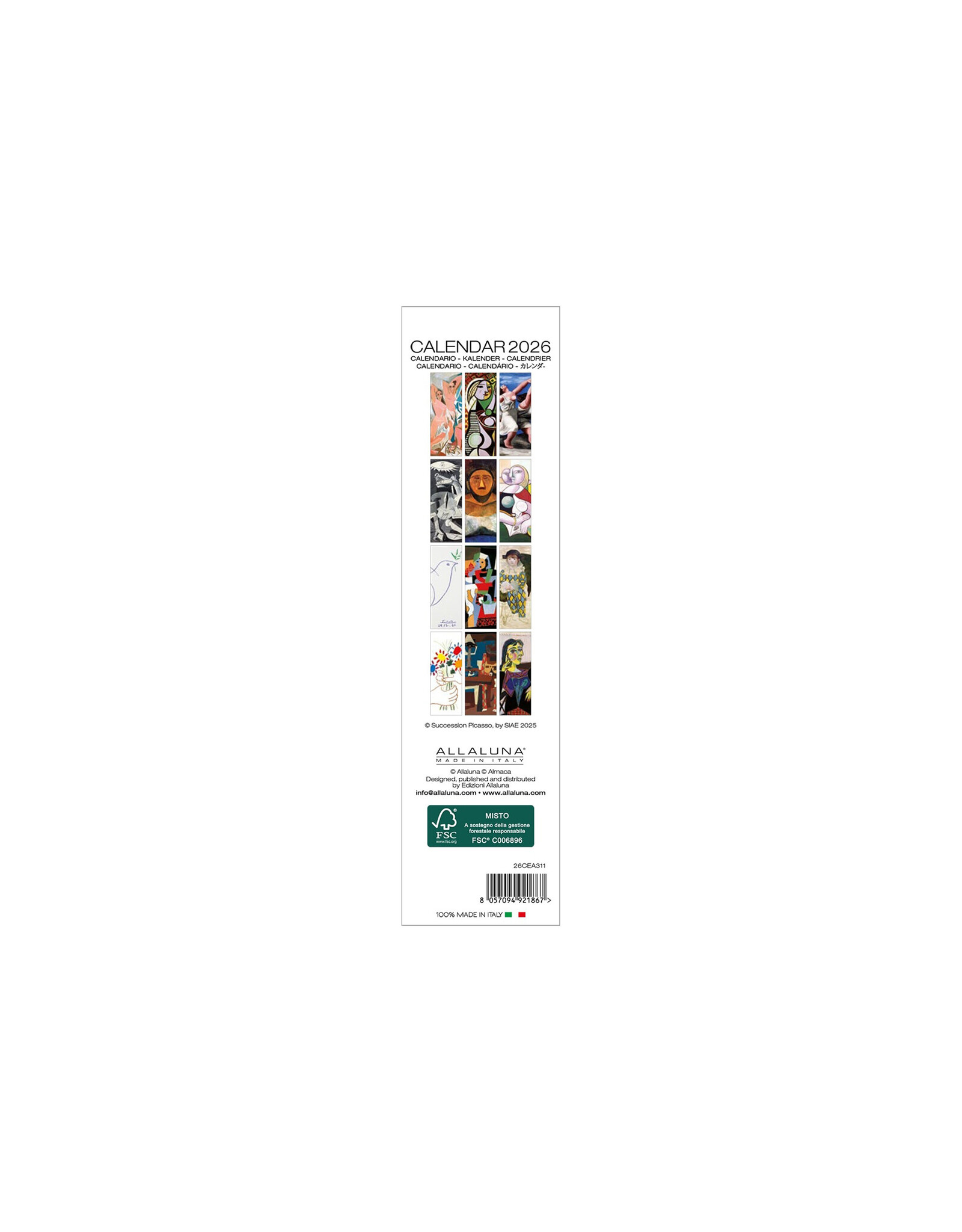 Allaluna Picasso 2026 Bookmark Calendar
