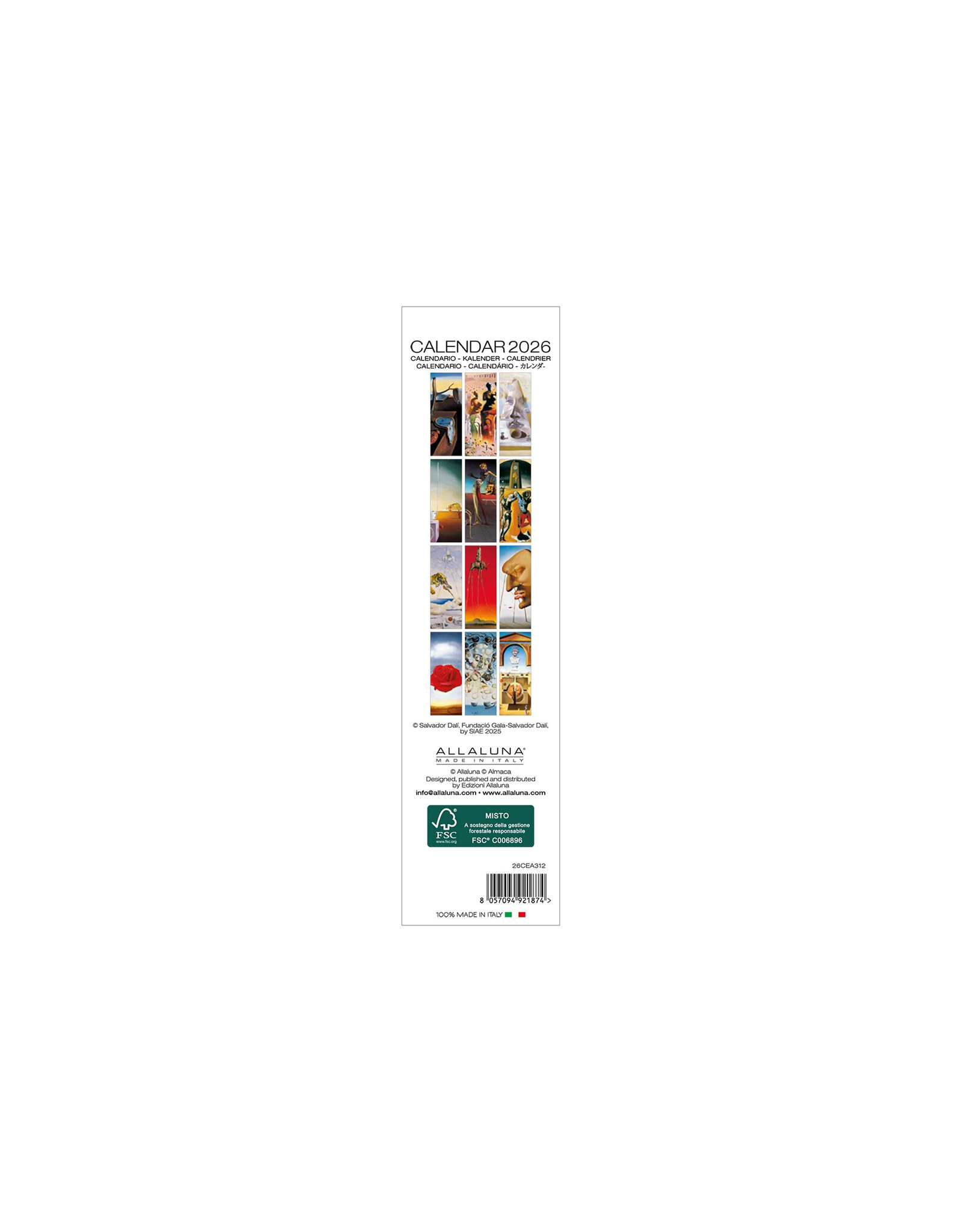 Allaluna Dalí 2026 Bookmark Calendar
