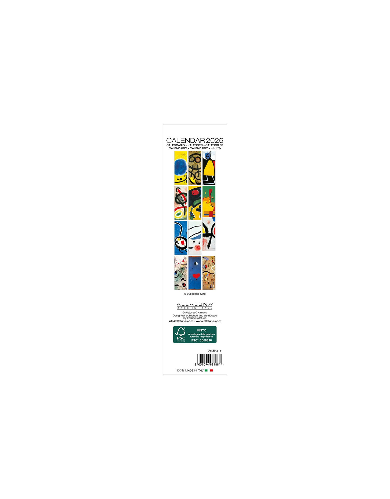 Allaluna Miró 2026 Bookmark Calendar