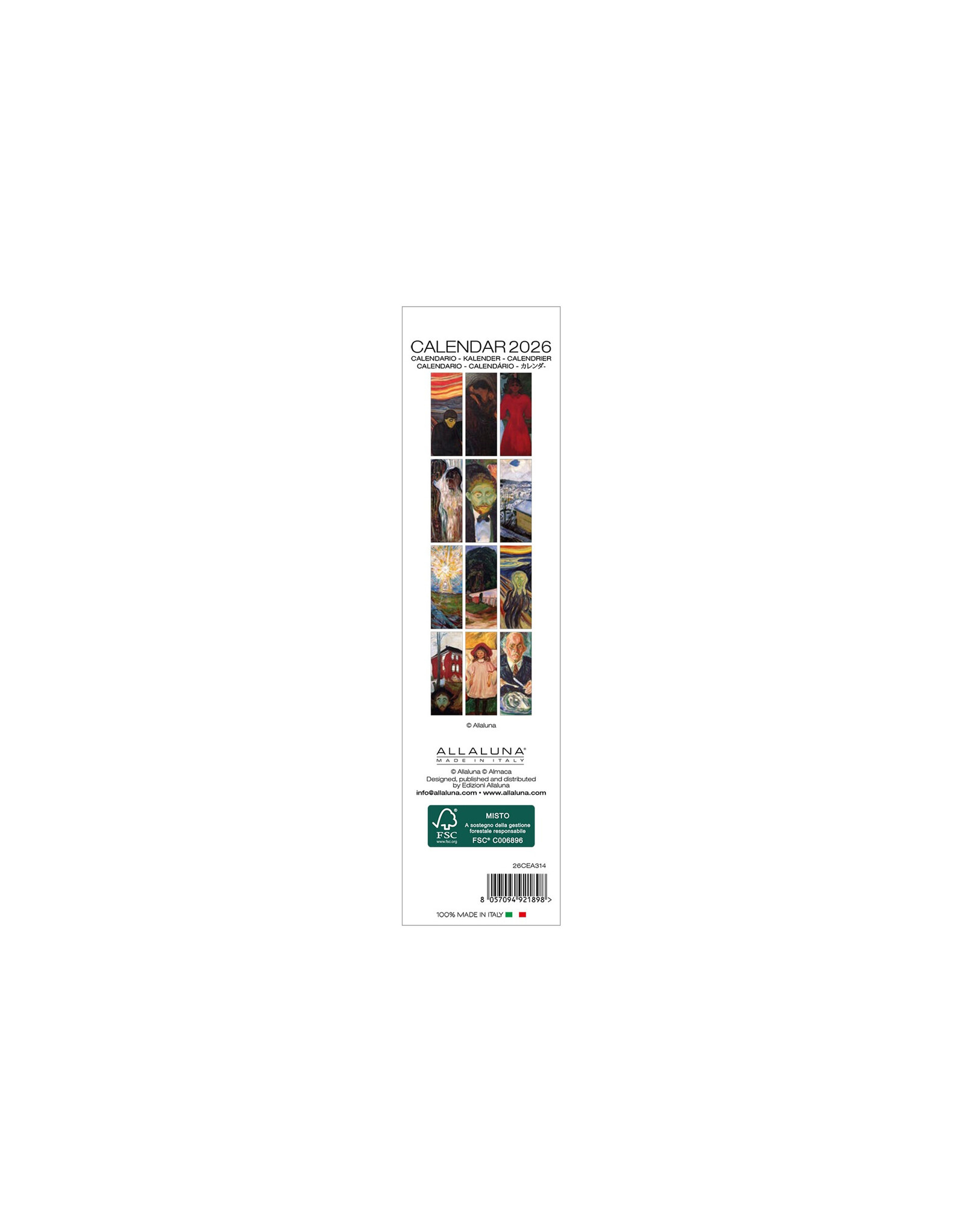 Allaluna Munch 2026 Bookmark Calendar