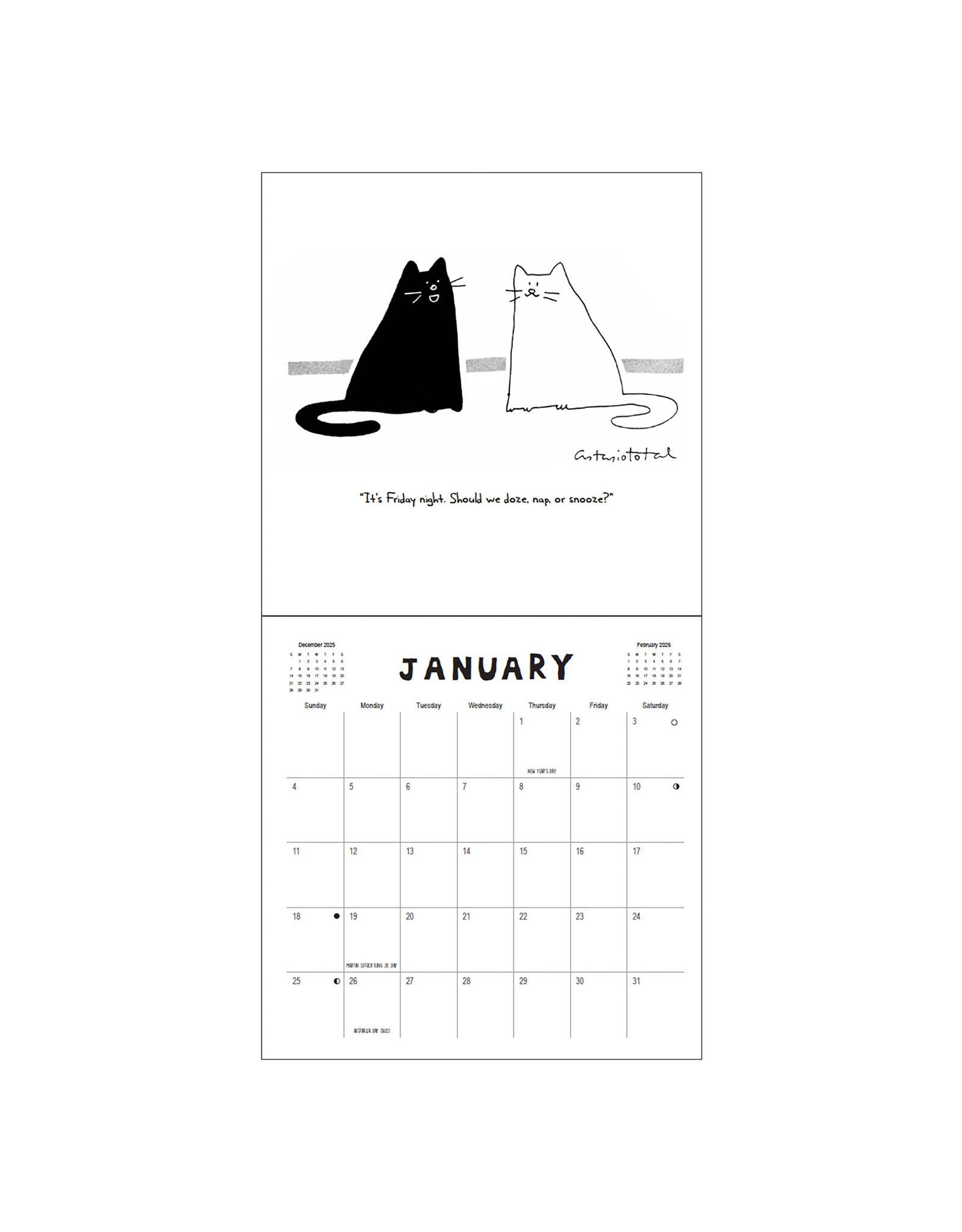 Nelson Line Studio Cats 2026 12x12 Cartoon Wall Calendar