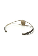 Onyx Cabochon Narrow Split-Shank Sterling Navajo Bracelet with Cord Motif