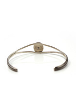Onyx Cabochon Narrow Split-Shank Sterling Navajo Bracelet with Cord Motif