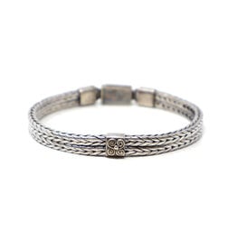 Sterling Heavy Double-Braid Clasp Bracelet with Double-Spiral Motif