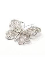 Vintage 835 Silver Filigree Butterfly Brooch