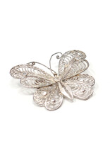 Vintage 835 Silver Filigree Butterfly Brooch