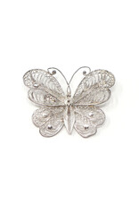 Vintage 835 Silver Filigree Butterfly Brooch