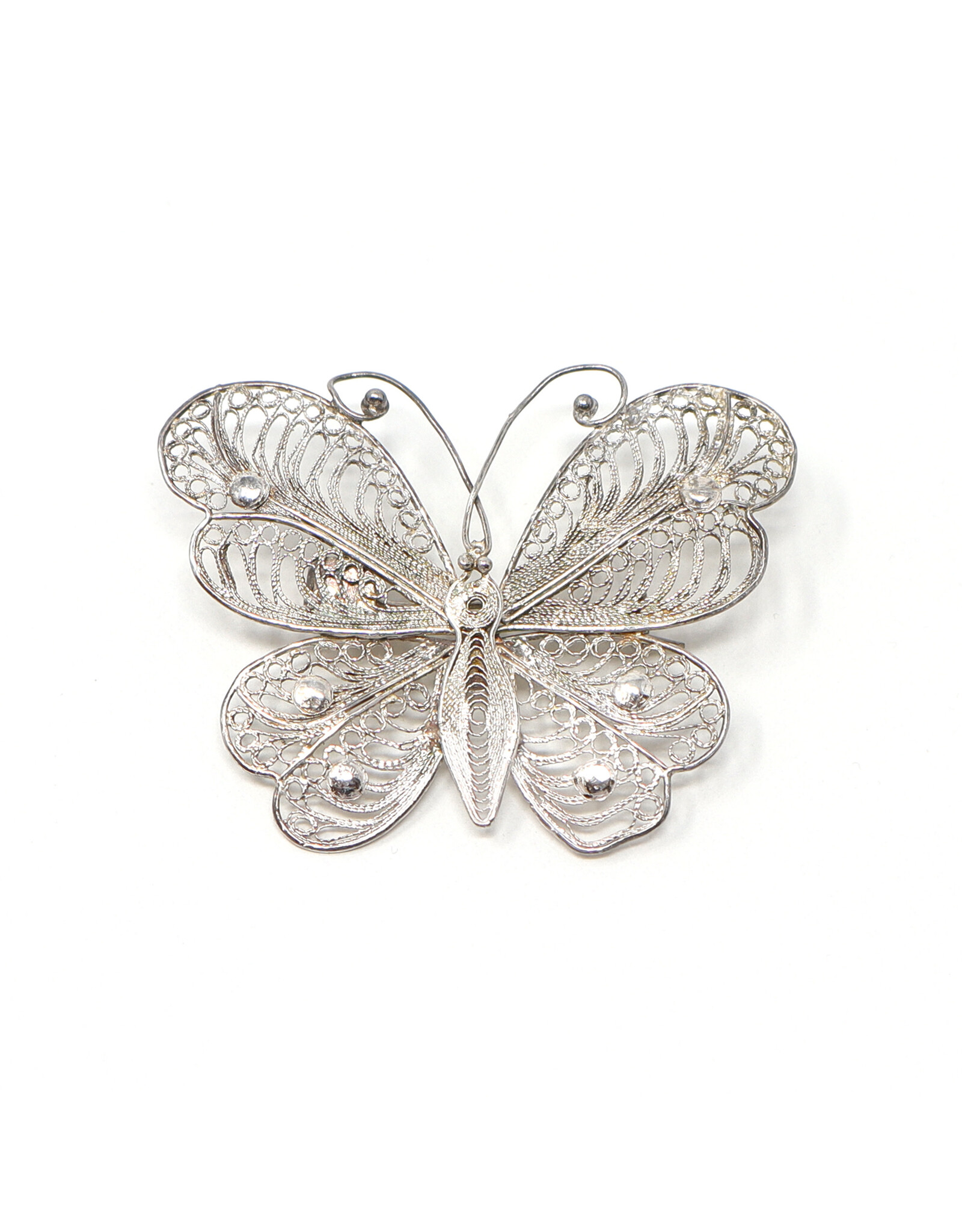 Vintage 835 Silver Filigree Butterfly Brooch