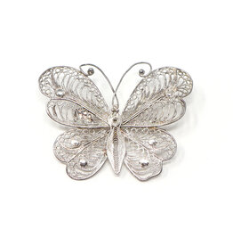 Vintage 835 Silver Filigree Butterfly Brooch
