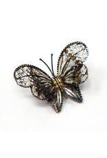 Vintage 800 Silver Filigree Butterfly Brooch