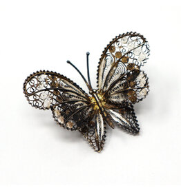 Vintage 800 Silver Filigree Butterfly Brooch