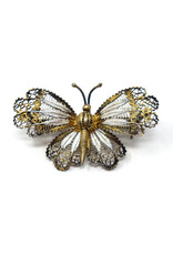 Antique Bi-Color Filigree Butterfly Brooch