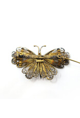 Antique Bi-Color Filigree Butterfly Brooch