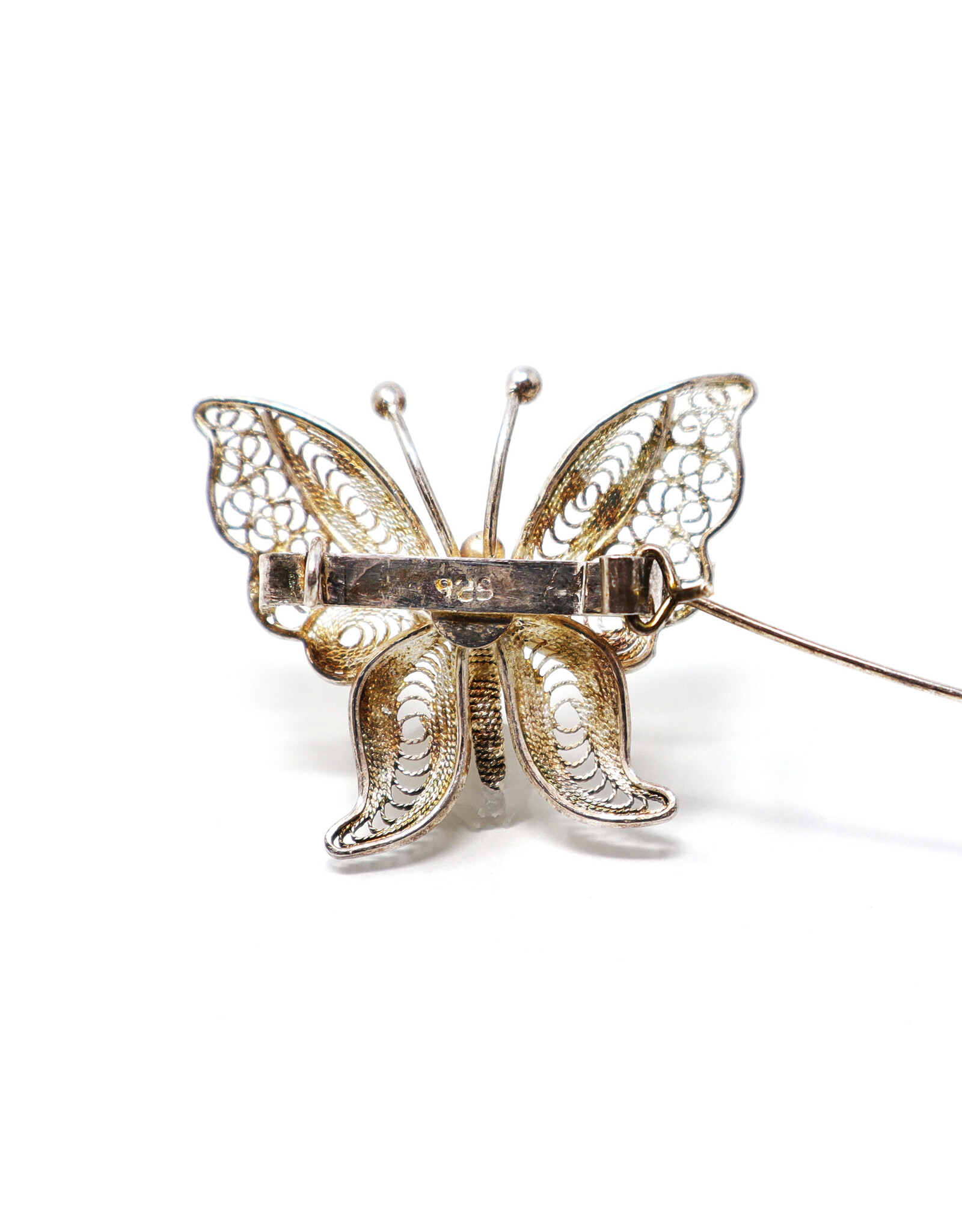 Sterling Filigree Butterfly Brooch