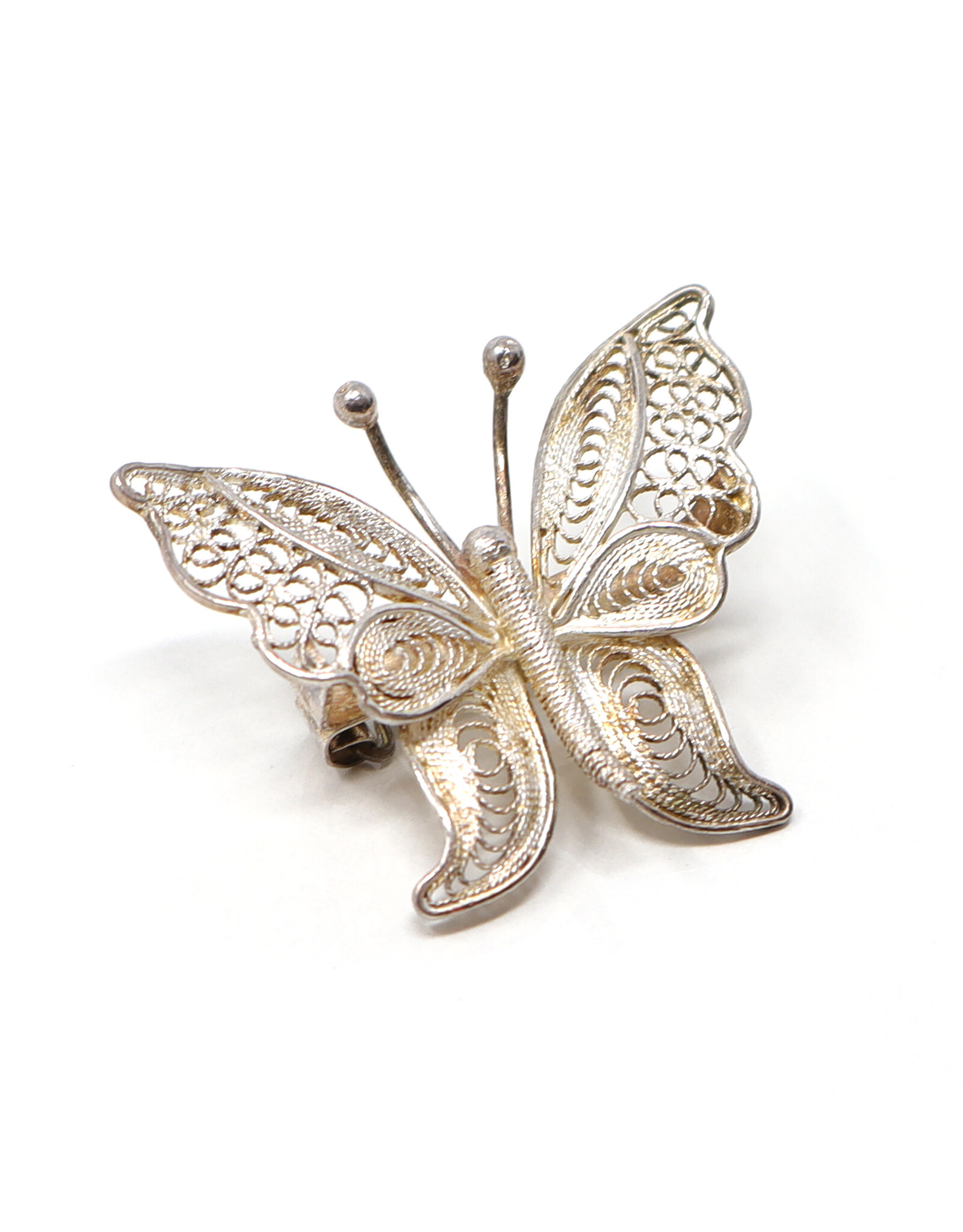 Sterling Filigree Butterfly Brooch