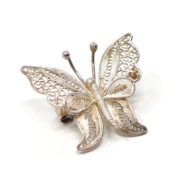 Sterling Filigree Butterfly Brooch
