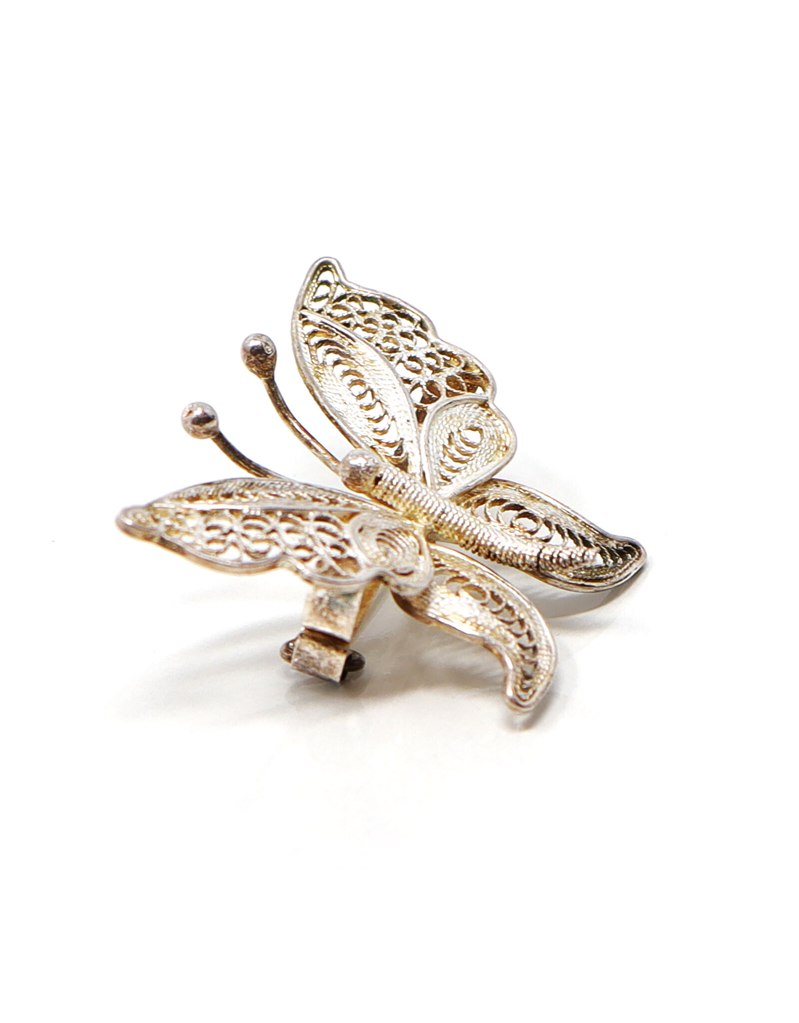 Sterling Filigree Butterfly Brooch