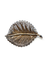 Vintage Sterling Filigree Leaf Brooch