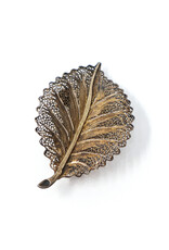 Vintage Sterling Filigree Leaf Brooch