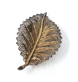 Vintage Sterling Filigree Leaf Brooch