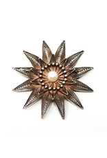 Vintage Sterling Filigree Flower Brooch with Pearl Center Surrounded by Stamens