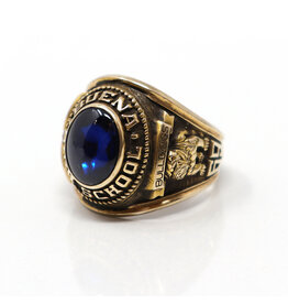 10K Gold Buena High School Class of 1969 Class Ring with Sapphire Gem