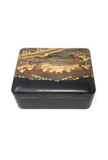 Small Vintage Maki-e Box with Landscape of Uji River and Byodo-In Temple