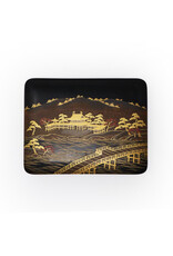 Small Vintage Maki-e Box with Landscape of Uji River and Byodo-In Temple