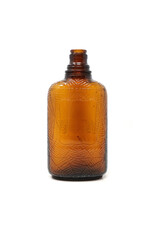 Antique Brown Glass Whiskey Bottle with Raised Spider Web and Wheat Stocks Motif Antique Brown Glass Whiskey Bottle with Raised Spider Web and Wheat Stocks Motif