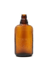 Antique Brown Glass Whiskey Bottle with Raised Spider Web and Wheat Stocks Motif Antique Brown Glass Whiskey Bottle with Raised Spider Web and Wheat Stocks Motif