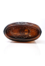 Antique Brown Glass Whiskey Bottle with Raised Spider Web and Wheat Stocks Motif Antique Brown Glass Whiskey Bottle with Raised Spider Web and Wheat Stocks Motif