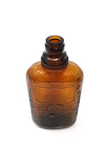 Antique Brown Glass Whiskey Bottle with Raised Spider Web and Wheat Stocks Motif Antique Brown Glass Whiskey Bottle with Raised Spider Web and Wheat Stocks Motif