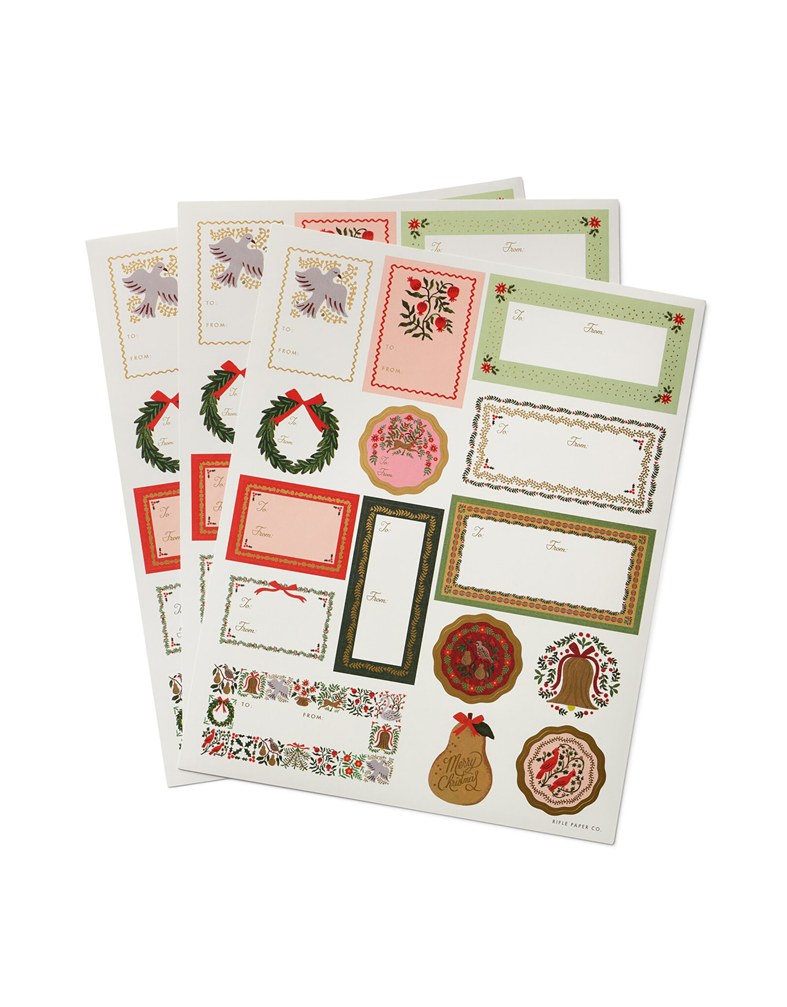 Rifle Paper Co. Pack of 3 Christmastide Holiday Stickers & Labels Sticker Sheets